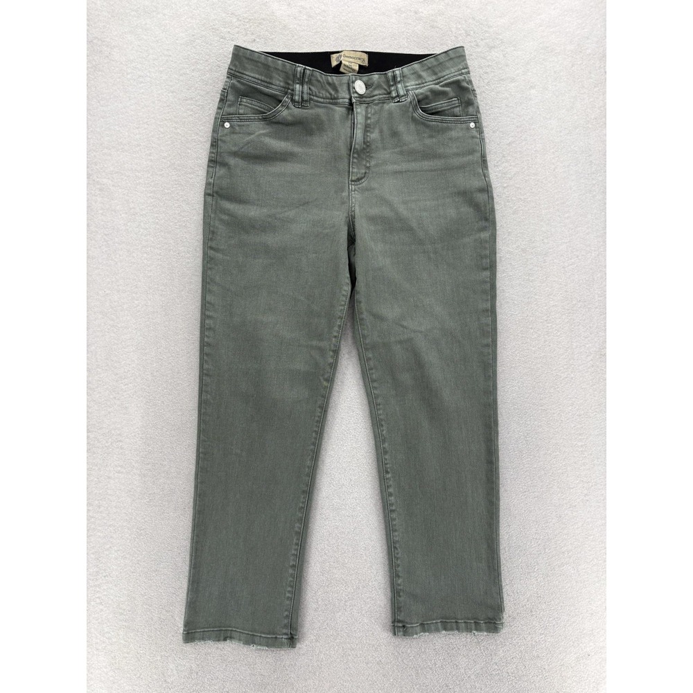 Democracy Absolution High-Rise Slim Straight Womens 10 Green Stretch Denim Pants